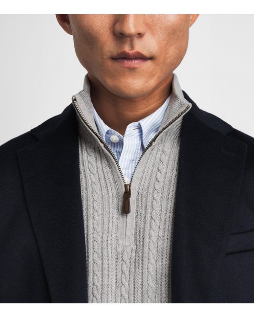 Polo Ralph Lauren Gray Cotton Cable-Knit Quarter-Zip Sweater for men