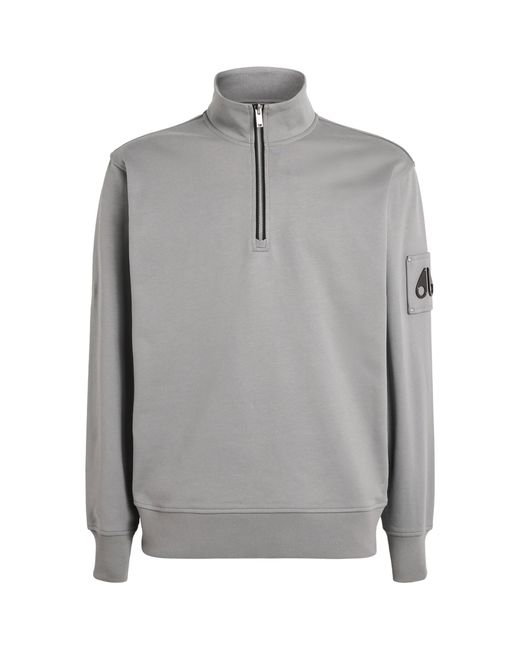 Moose Knuckles Gray Hartsfield Quarter-Zip Sweatshirt for men