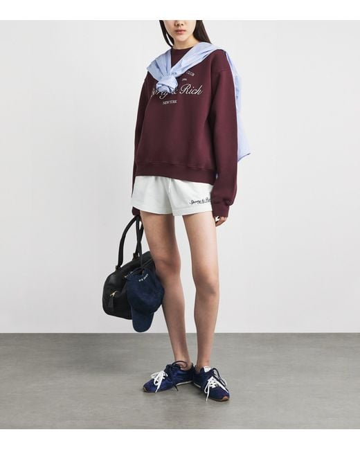 Sporty & Rich White Syracuse Embrdoidered Sweatshorts
