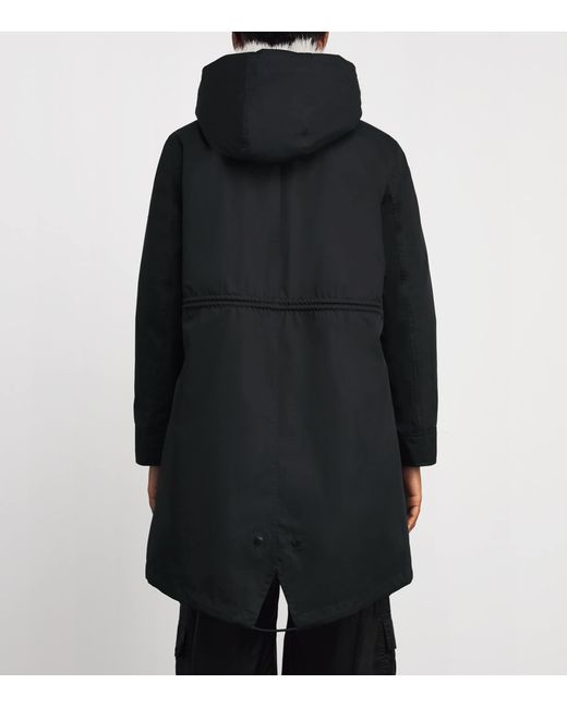 Yves Salomon Black Fox-Rabbit Blended-Cotton Parka
