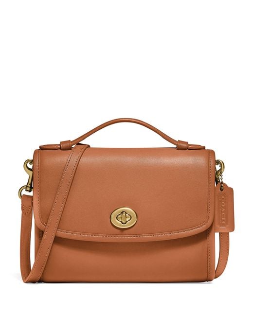 COACH Leather Kip Turnlock Cross-body Bag in Natural | Lyst