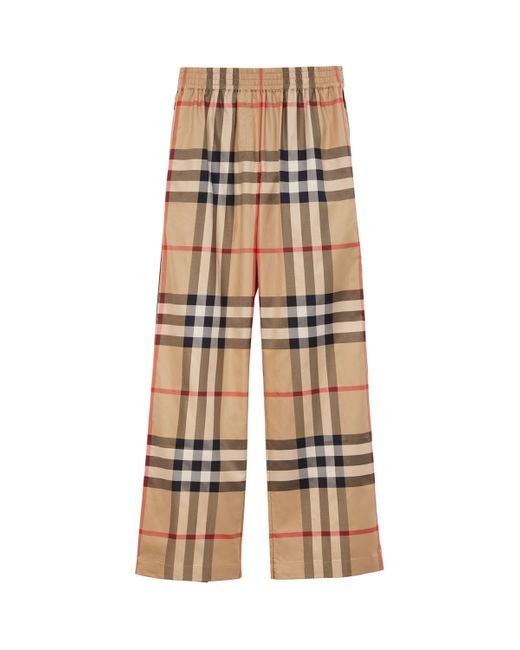 Burberry Natural Cotton Check Trousers for men