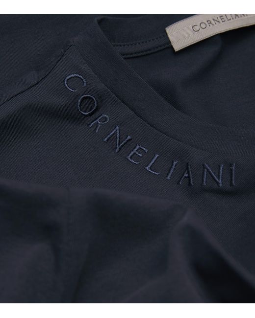 Corneliani Black Cotton Short-Sleeve T-Shirt for men