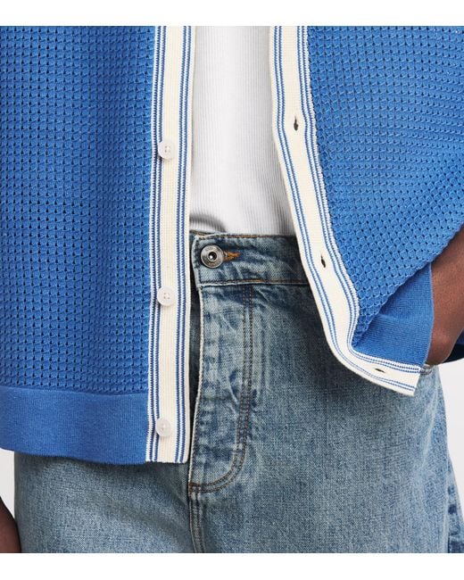 Wax London Blue Linen-Blend Belle Polo Shirt for men