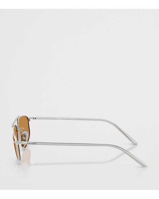 Prada Natural Metal Rectangular Sunglasses