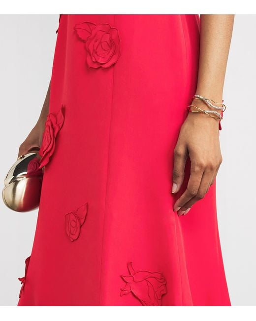 LEO LIN Red Appliqué Emily Midi Dress