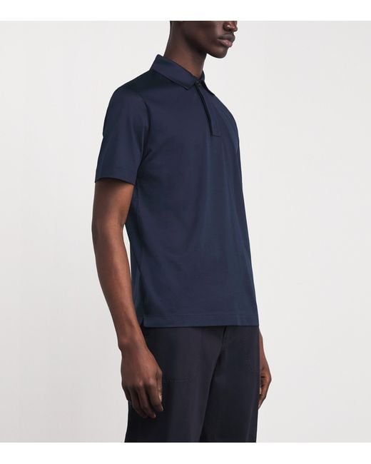 Canali Blue Mercerised Cotton Polo Shirt for men