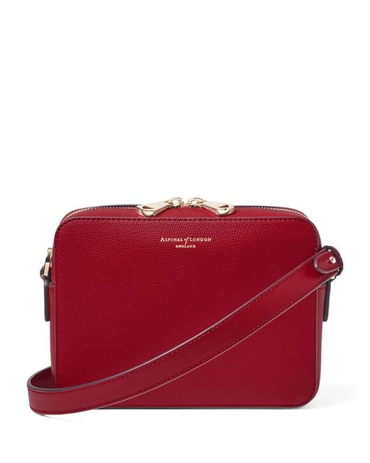 Aspinal Red Leather Camera Cross-Body Bag