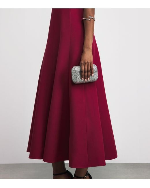 Roland Mouret Red Wool-Silk Embellished Midi Dress