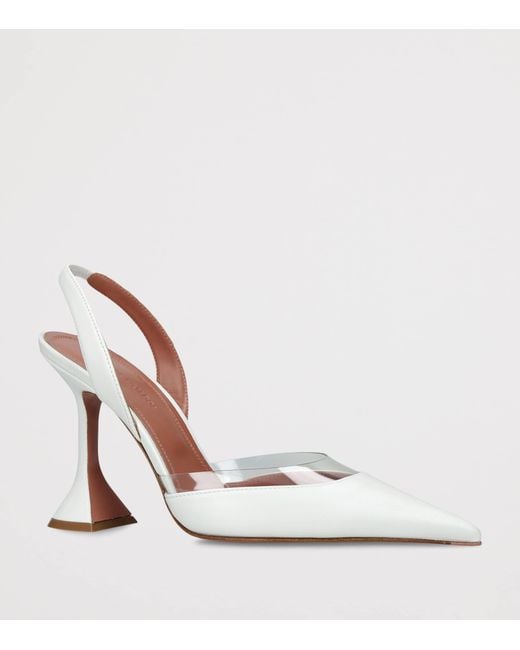 AMINA MUADDI White Leather Lara Slingback Heels 95