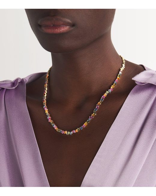 Suzanne Kalan Metallic And Pastel Sapphire Bold Tennis Necklace