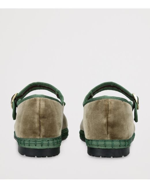 Flabelus Green Velvet Eyre Mary Janes