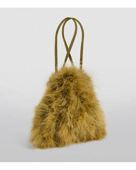 Yves Salomon Metallic Mini Feather Top-handle Bag