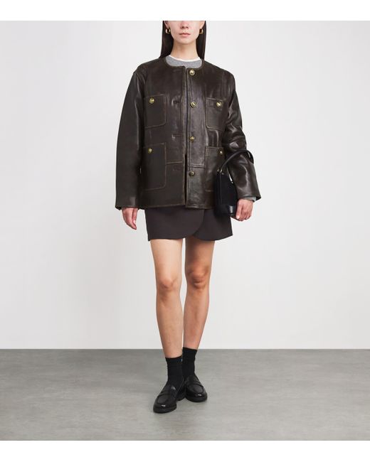 Sandro Black Leather Distressed Jacket