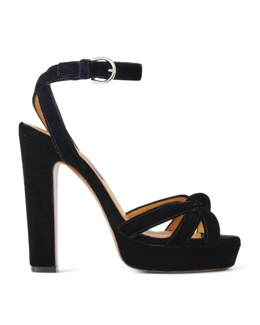 Ralph Lauren Black Velvet Arding Platform Sandals 125