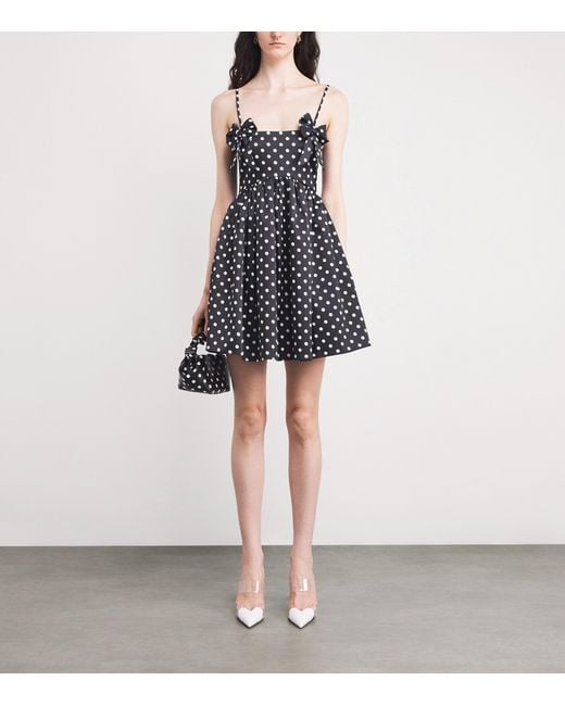 Ganni Black Satin Polka-Dot Mini Dress