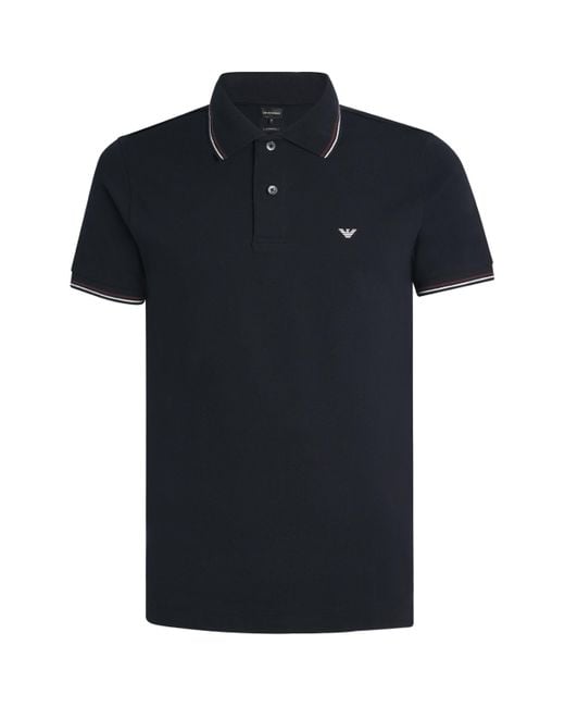Emporio Armani Black Cotton Logo Polo Shirt for men