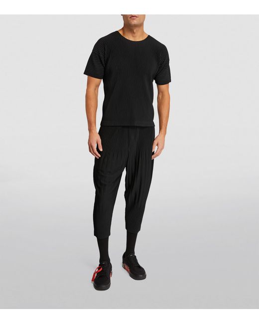 Homme Plissé Issey Miyake Black Pleated T-Shirt for men