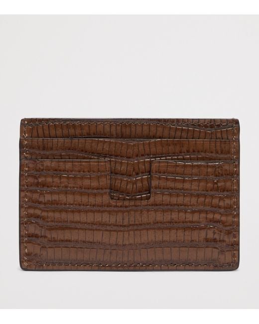 Tom Ford Brown Calfskin Scale-Effect Card Holder for men