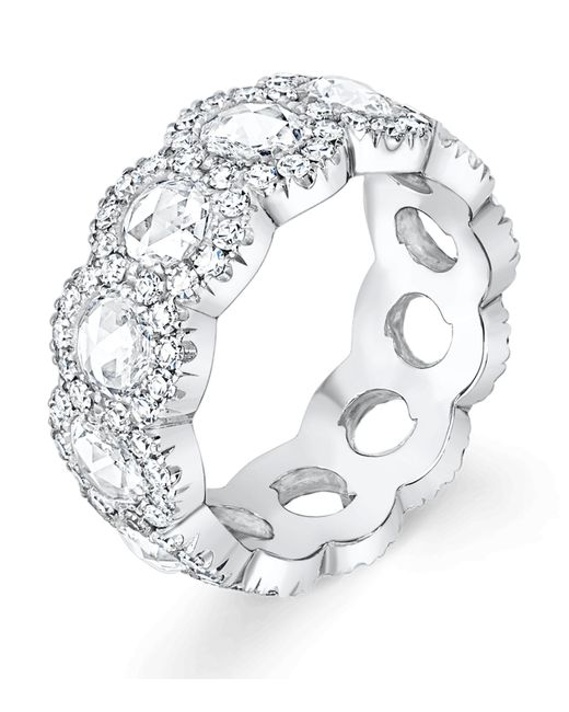 David Morris Metallic White Gold And Diamond Rose Cut Eternity Ring