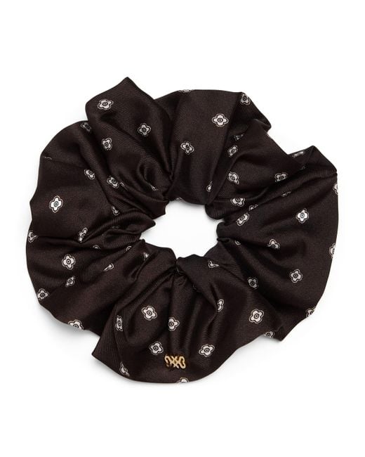 Sandro Black Satin Scarf Print Scrunchie