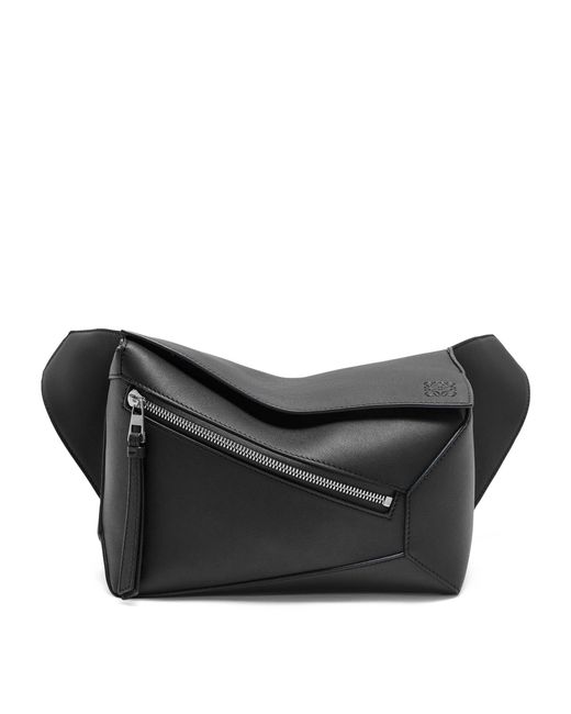 Loewe Black Leather Puzzle Belt Bag for men