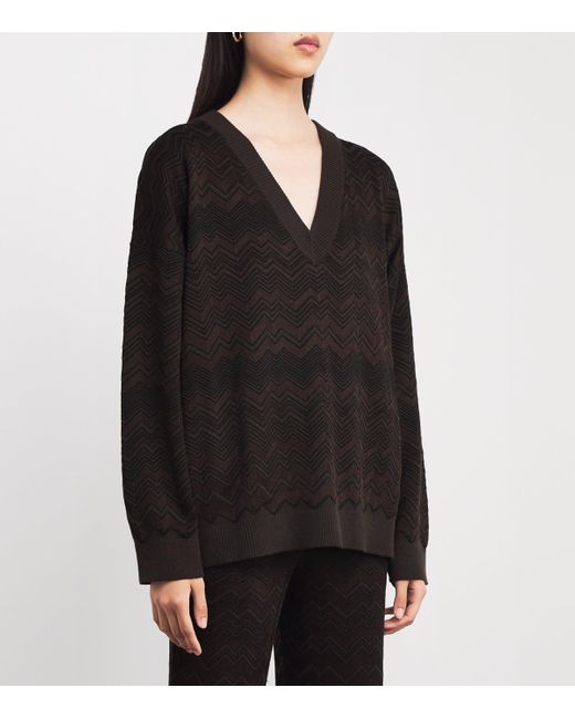 Missoni Black Zigzag V-Neck Sweater