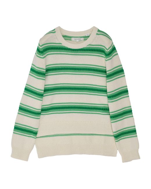 Chinti & Parker Green Lace Stitch Striped Sweater