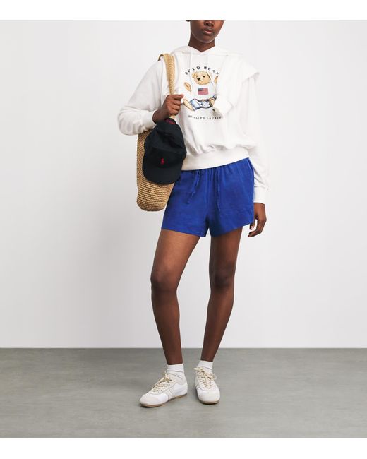 Polo Ralph Lauren White Micro-Towelling Sitting Polo Bear Hoodie
