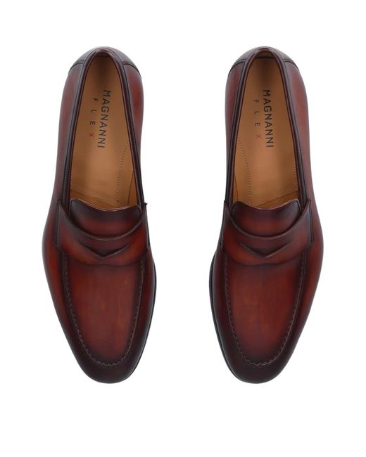 Magnanni Shoes Red Leather Delos Dress Loafers for men