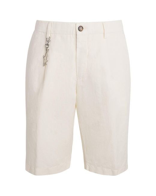 Paul & Shark White Cotton-Linen Bermuda Shorts for men