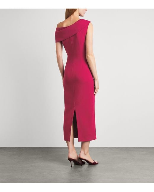 Roland Mouret Pink Asymmetric Midi Dress