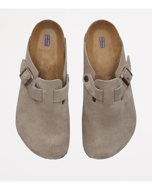Birkenstock Gray Suede Boston Clogs for men