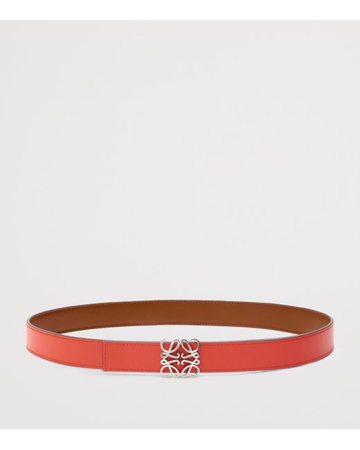 Loewe Red Leather Reversible Anagram Bombé Belt