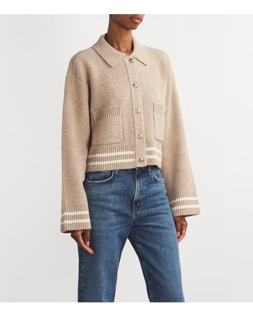 Sandro Natural Wool Contrast-Stripe Cardigan