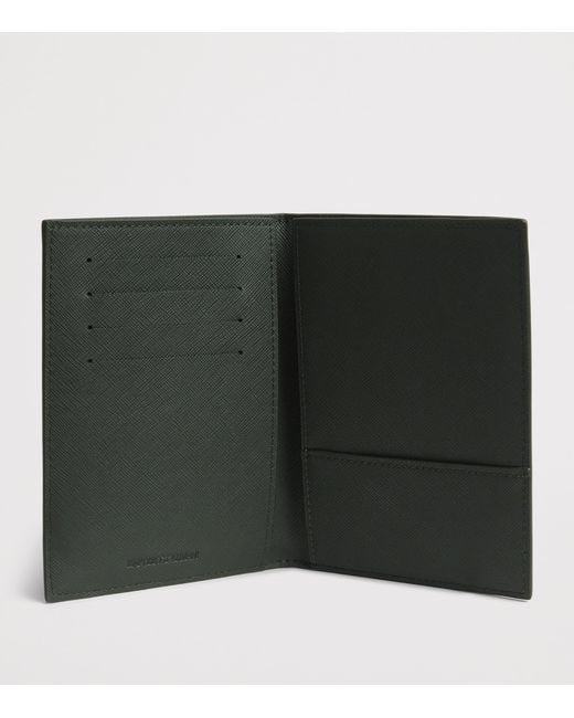 Emporio Armani Green Saffiano Leather Passport Holder for men