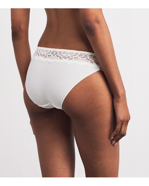 Simone Perele White Lace-Trim Caresse Briefs