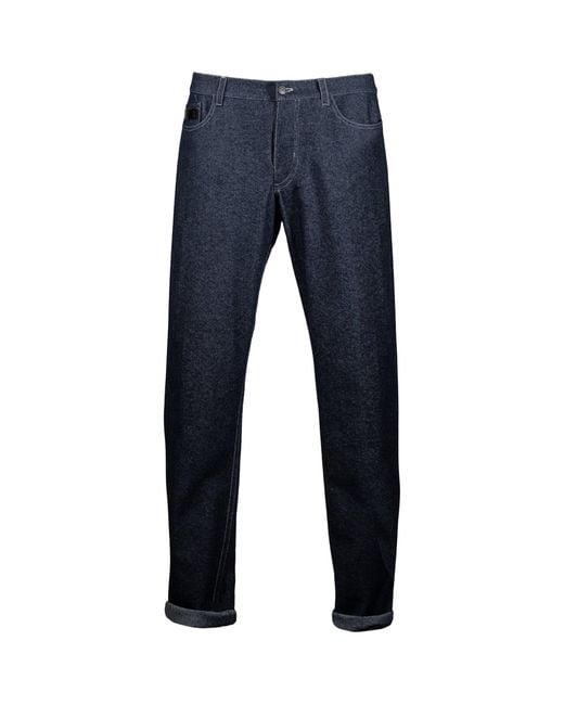 Alan Scott Blue Cashmere-Blend Relaxed Jeans for men