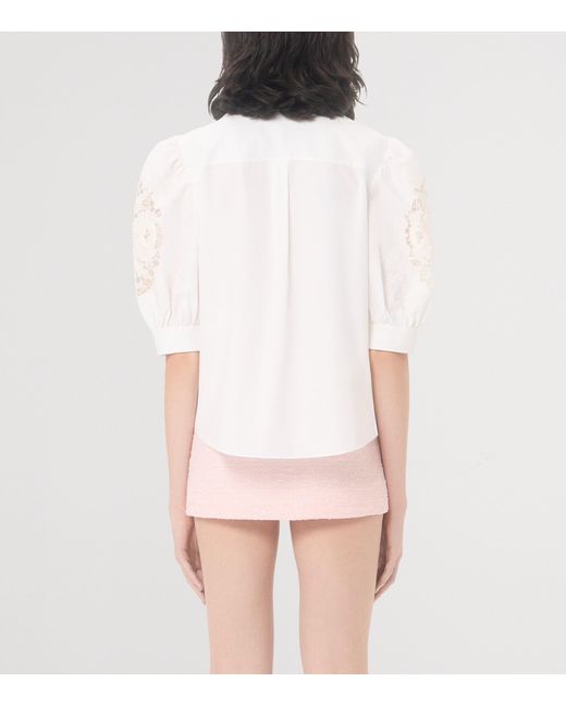 Valentino White Lace-Trim Shirt