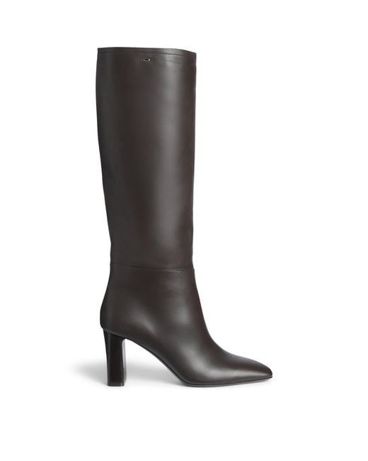 Max Mara Black Smooth Leather Knee-High Boots 75