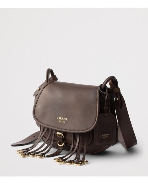 Prada Brown Mini Leather Corsaire Shoulder Bag