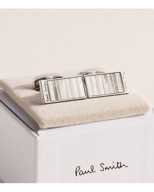 Paul Smith Natural Mother-Of-Pearl Stripe Cufflinks for men