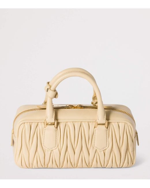 Miu Miu Natural Matelassé Leather Arcadie Top-Handle Bag