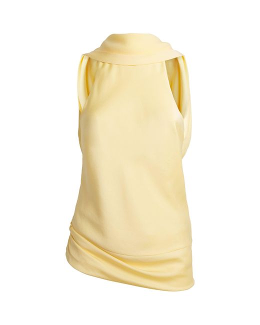 Jonathan Simkhai Yellow Satin Samira Cape Blouse