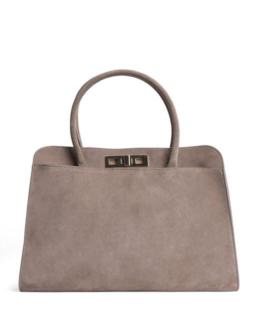 Fabiana Filippi Brown Large Suede Josephine Top-Handle Bag