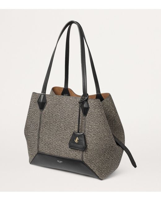 Jimmy Choo Black Diamond Medium Embellished Herringbone Tote Bag