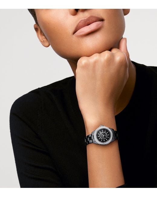 Chanel Black Ceramic, Steel And Diamond J12 Calibre 12.2 Watch