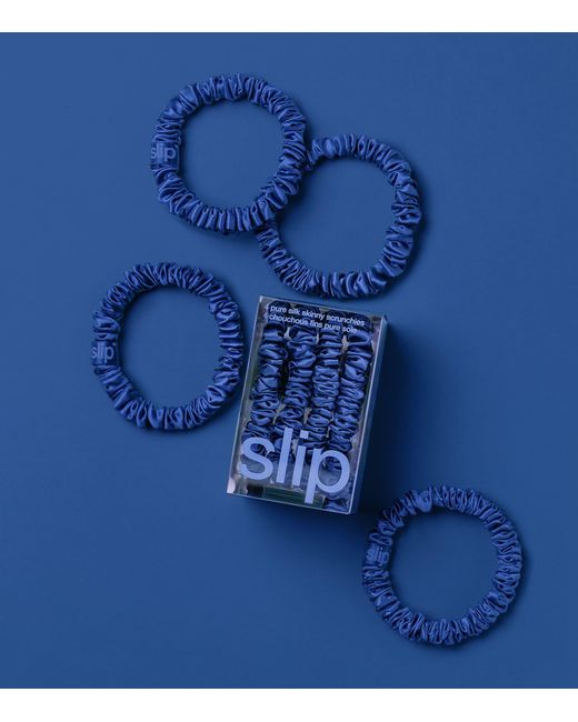 Slip Blue Pure Silk Skinny Scrunchies