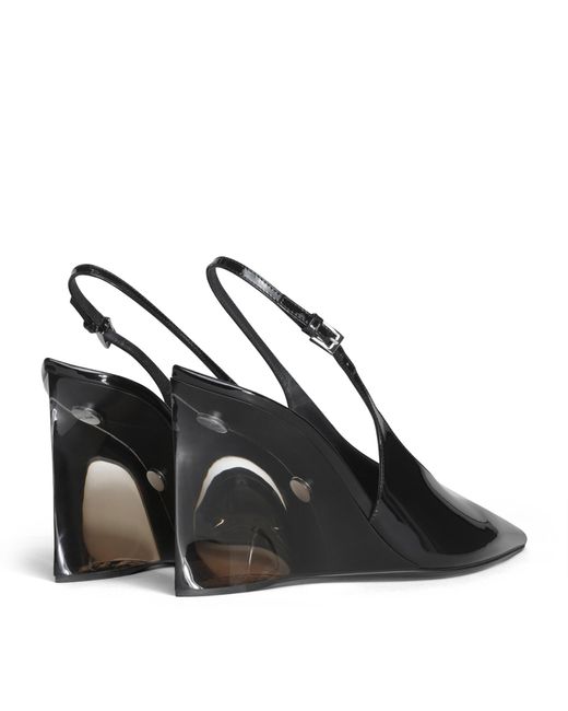 Alaïa Blue Patent Leather Invisible Wedge Slingback Pumps 90