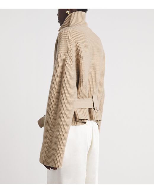 Brandon Maxwell Natural Cashmere Belted Neal Jacket